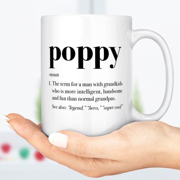 Poppy Definition Mug, Poppy Defined Coffee Cup Funny Christmas Birthday Gift Idea For Grandpa Fathers Day Present Grandfather C387