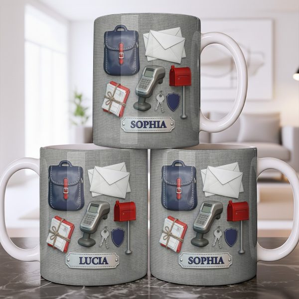 Postal Worker Essentials, Mail Bag And Scanner - Personalized Custom Coffee Mug - JBS125_MG