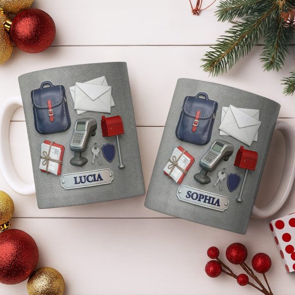 Postal Worker Essentials, Mail Bag And Scanner - Personalized Custom Coffee Mug - JBS125_MG