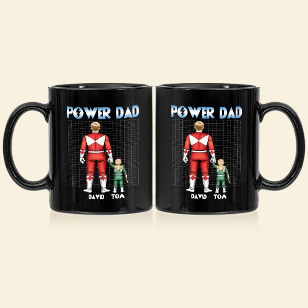 Power Dad Personalized Black Mug, Gift For Father's Day-5QHDT020523