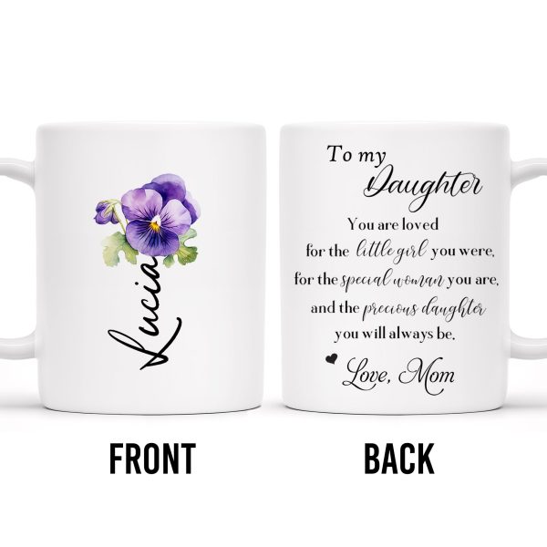 Precious Daughter Special Woman Love Mom Pansy Design - Personalized Custom Coffee Mug - DAU048_MG