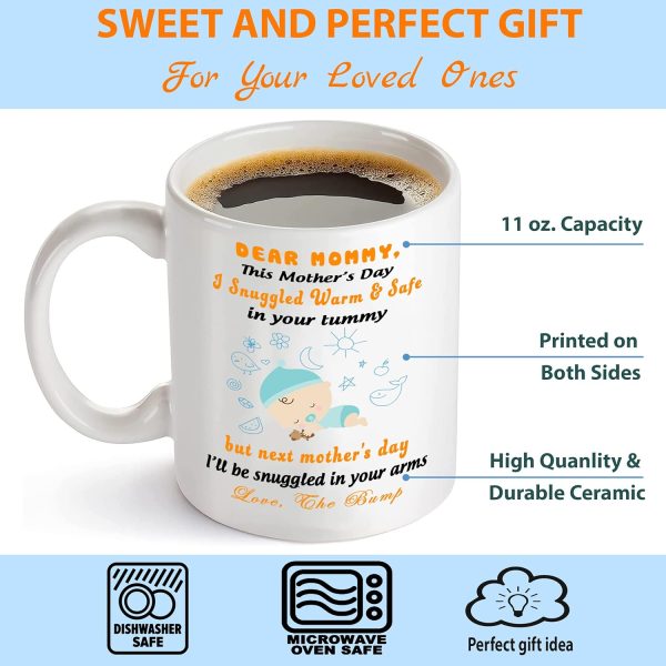Pregnancy Announcement Coffee Mug, Expecting Mom Gift from Baby Bump, Mother To Be Baby Reveal Gift for Mom Birthday Mother's Day Christmas