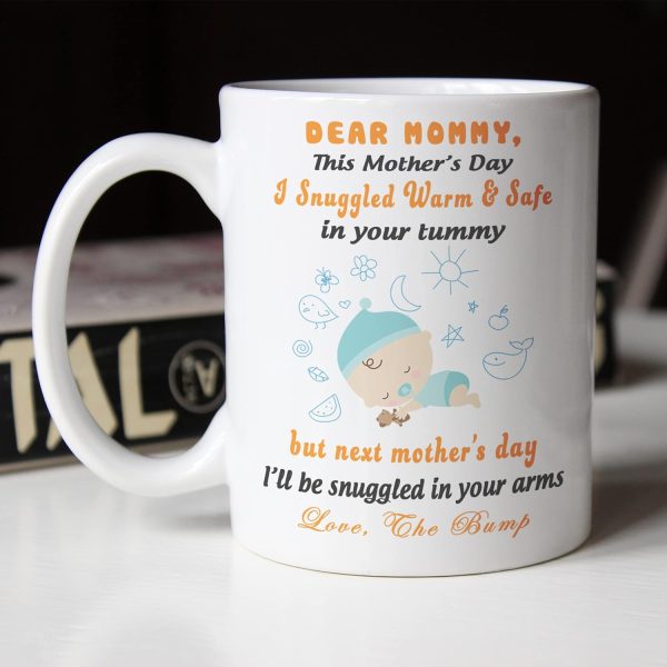 Pregnancy Announcement Coffee Mug, Expecting Mom Gift from Baby Bump, Mother To Be Baby Reveal Gift for Mom Birthday Mother's Day Christmas