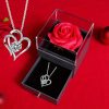 Preserved Rose Gift Box with Heart Necklace for Special Occasions