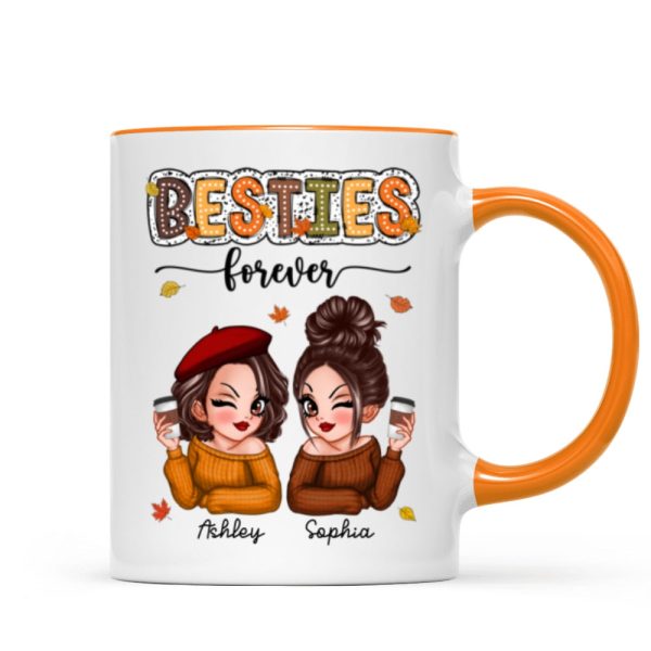 Pretty Besties Sisters Fall Season Pattern Personalized Mug