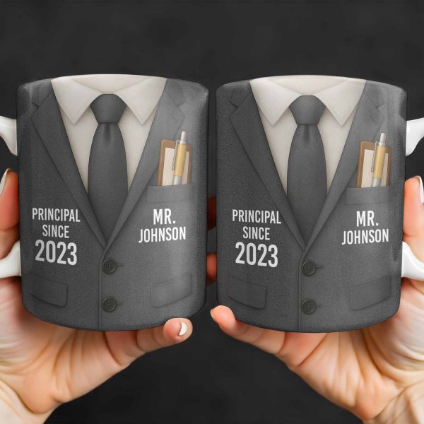 Principal Since Suit And Tie Design - Personalized Custom Coffee Mug - TEACH052_MG
