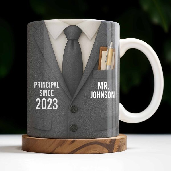 Principal Since Suit And Tie Design - Personalized Custom Coffee Mug - TEACH052_MG