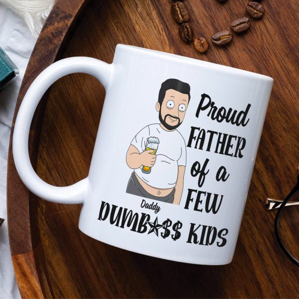 Proud Father Of A Few Kids, Personalized White Mug, Father's Day Gift For Dad, Grandpa, Uncle
