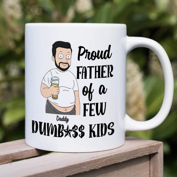 Proud Father Of A Few Kids, Personalized White Mug, Father's Day Gift For Dad, Grandpa, Uncle