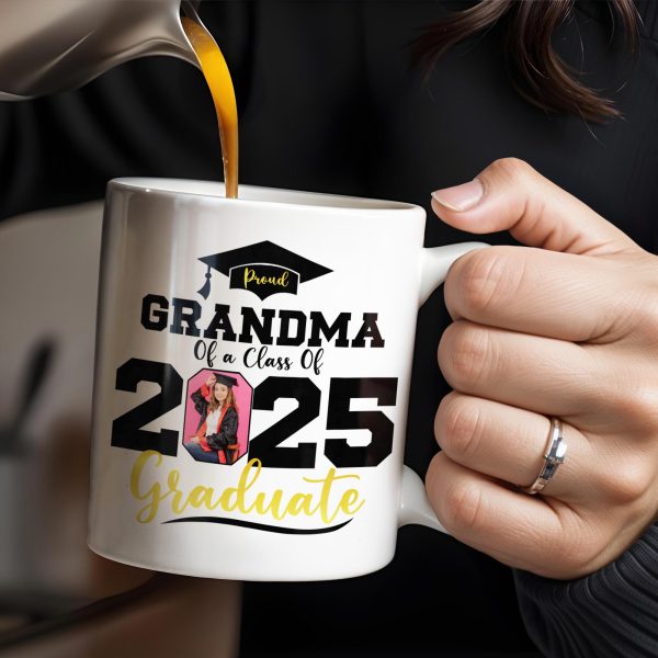 Proud Grandma Of A Class Of 2025 Graduate, Graduation Cap and Diploma - Personalized Custom Coffee Mug - GRAD266_MG