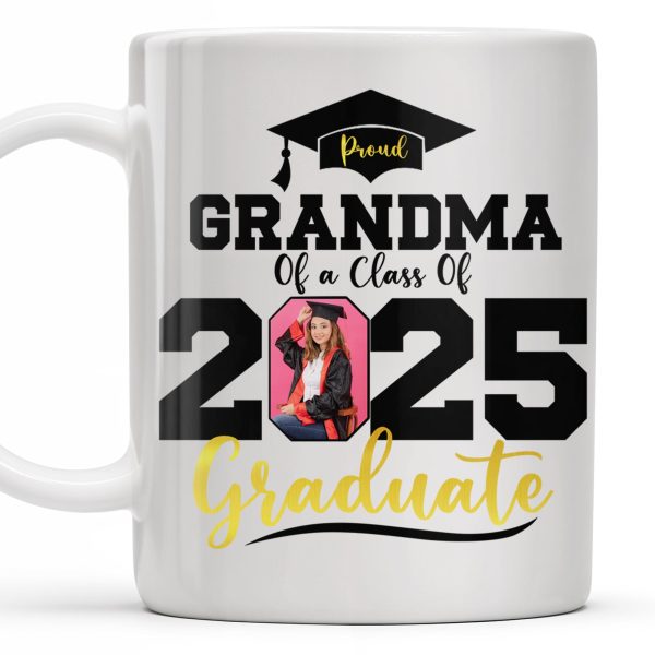 Proud Grandma Of A Class Of 2025 Graduate, Graduation Cap and Diploma - Personalized Custom Coffee Mug - GRAD266_MG