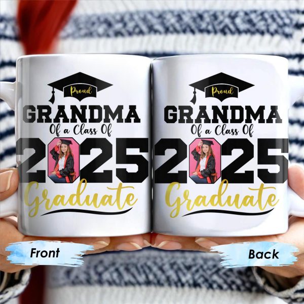 Proud Grandma Of A Class Of 2025 Graduate, Graduation Cap and Diploma - Personalized Custom Coffee Mug - GRAD266_MG