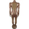 Puff Sleeve Hollow Out Sequin Bodycon Mini Dresses