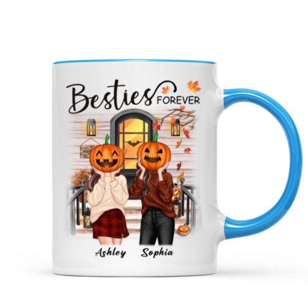 Pumpkin Head Best Friends Sisters Fall Season Front Porch Personalized Mug (11oz)