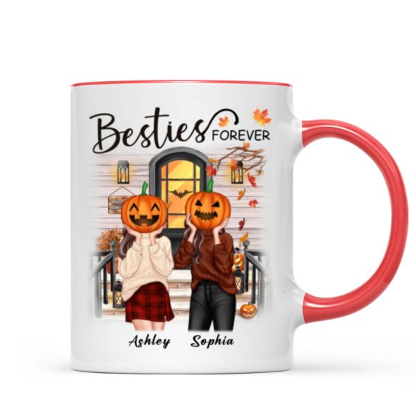 Pumpkin Head Best Friends Sisters Fall Season Front Porch Personalized Mug (11oz)