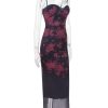 Purple Floral Print Mesh Strap Midi Dress