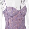 Purple Lace Cupped Strap Mini Dress