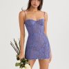 Purple Lace Cupped Strap Mini Dress