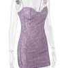 Purple Lace Cupped Strap Mini Dress