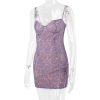 Purple Lace Sleeveless Backless Mini Dress