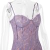 Purple Lace Sleeveless Backless Mini Dress