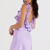 Purple Satin Frill Mini Dress