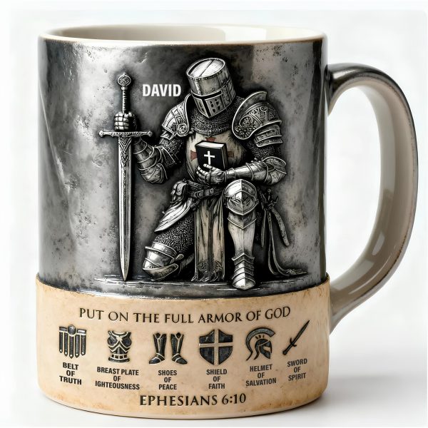 Put On The Full Amor Of God - Personalized White Edge-to-Edge Mug - Gift For Christians | NL122