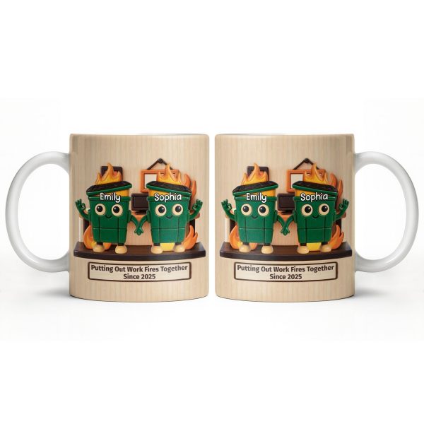 Putting Out Work Fires Together, Cartoon Fire Extinguishers - Personalized Custom Coffee Mug - COL119_MG