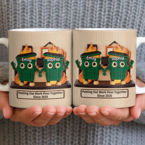 Putting Out Work Fires Together, Cartoon Fire Extinguishers - Personalized Custom Coffee Mug - COL119_MG