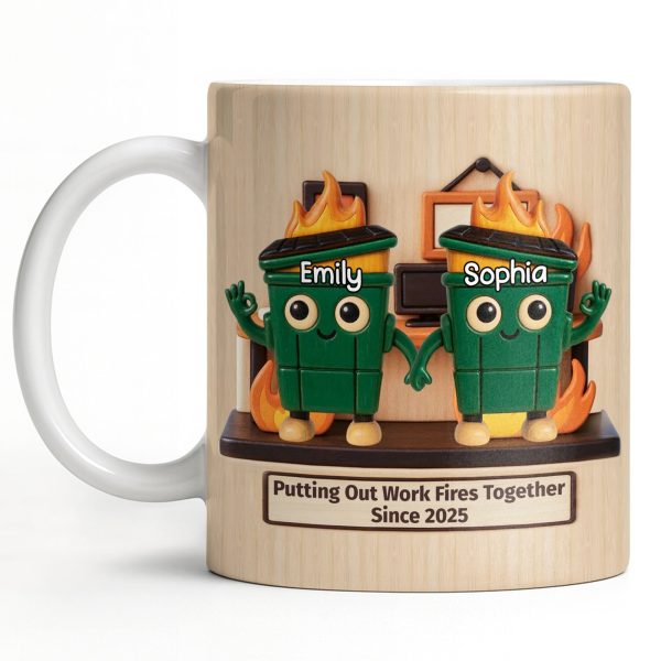 Putting Out Work Fires Together, Cartoon Fire Extinguishers - Personalized Custom Coffee Mug - COL119_MG