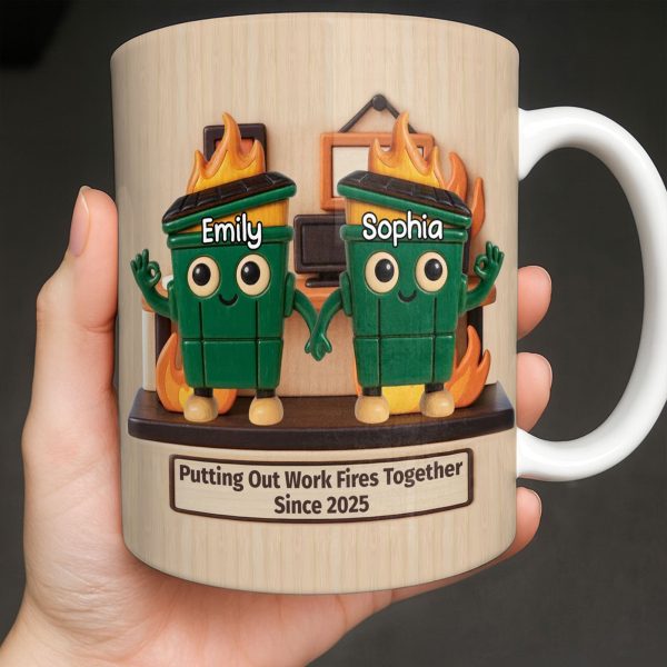 Putting Out Work Fires Together, Cartoon Fire Extinguishers - Personalized Custom Coffee Mug - COL119_MG