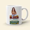 Reading Girl Sitting On Bookstack, Personalized White Mug