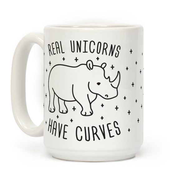 Real Unicorns Have Curves Black and White Coffee Mug