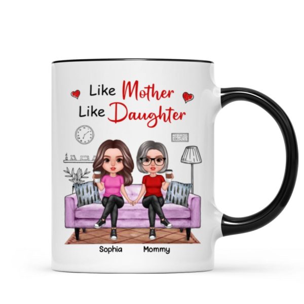 Realistic Mother Daughters Sitting On Sofa Personalized Mug