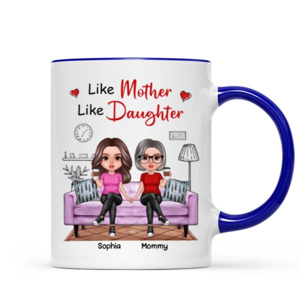 Realistic Mother Daughters Sitting On Sofa Personalized Mug