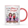 Realistic Mother Daughters Sitting On Sofa Personalized Mug
