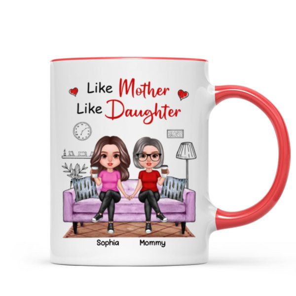 Realistic Mother Daughters Sitting On Sofa Personalized Mug