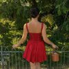 Red Corset Strap Frill Mini Dress