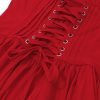 Red Corset Strap Frill Mini Dress