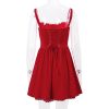 Red Corset Strap Frill Mini Dress