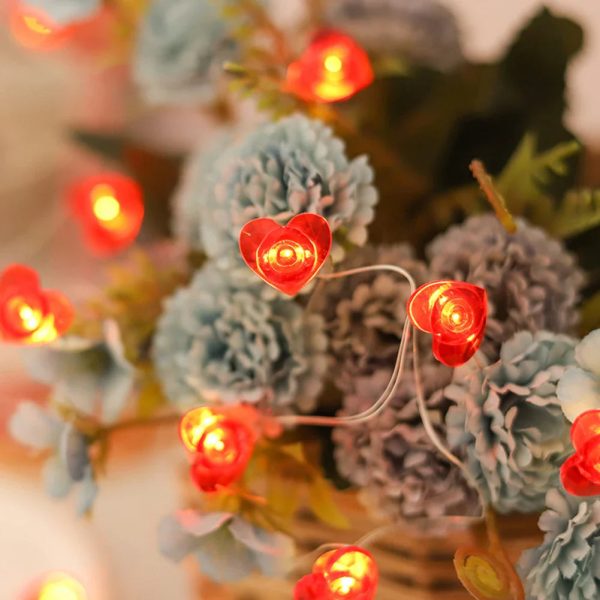 Red Heart LED String Lights for Valentine’s Day Decor