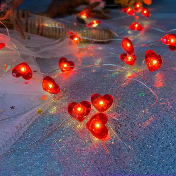 Red Heart LED String Lights for Valentine’s Day Decor