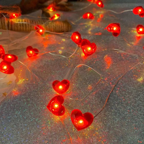 Red Heart LED String Lights for Valentine’s Day Decor