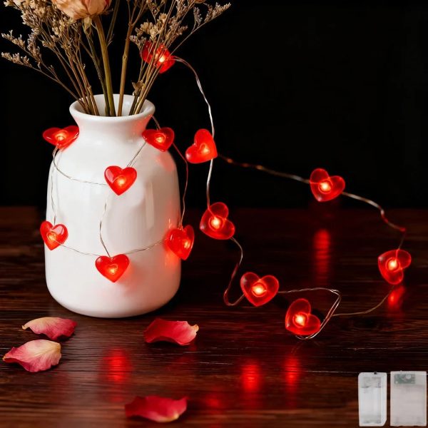 Red Heart LED String Lights for Valentine’s Day Decor