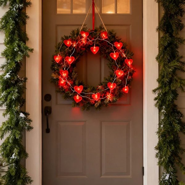 Red Heart LED String Lights for Valentine’s Day Decor