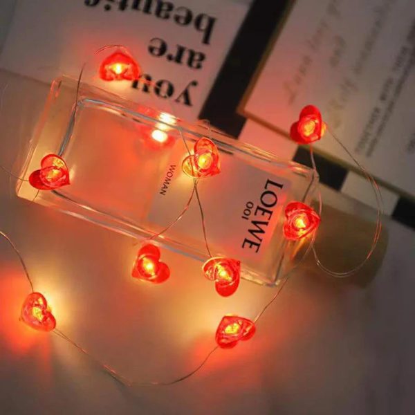 Red Heart LED String Lights for Valentine’s Day Decor