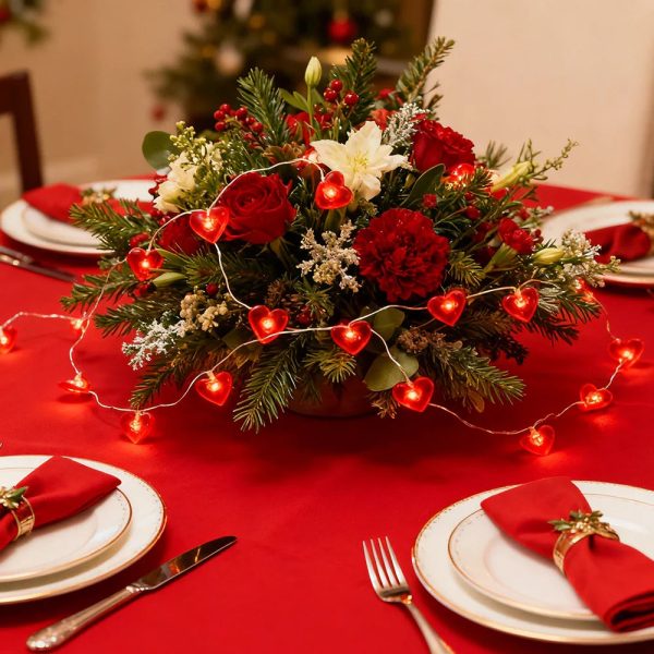 Red Heart LED String Lights for Valentine’s Day Decor