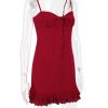 Red Lace Patchwork Buttoned Mini Dress
