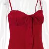 Red Lace Patchwork Buttoned Mini Dress
