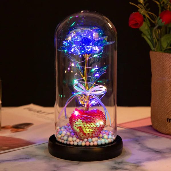 Red LED Rose in Glass Dome – Romantic Gift for Her
